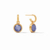 JULIE VOS FLEUR-DE-LIS HOOP & CHARM EARRING - IRIDESCENT TANZANITE BLUE