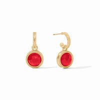 JULIE VOS FLEUR-DE-LIS HOOP & CHARM EARRING - IRIDESCENT STRAWBERRY