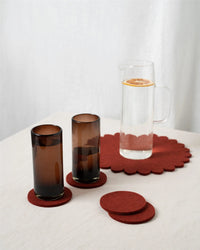 GRAF LANTZ - BIERFILZL MERINO WOOL ROUND COASTER SOLID 4 PACK - MAHOGANY