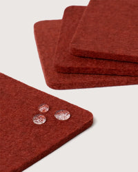 GRAF LANTZ - BIERFILZL MERINO WOOL SQUARE COASTER SOLID 4 PACK - MAHOGANY