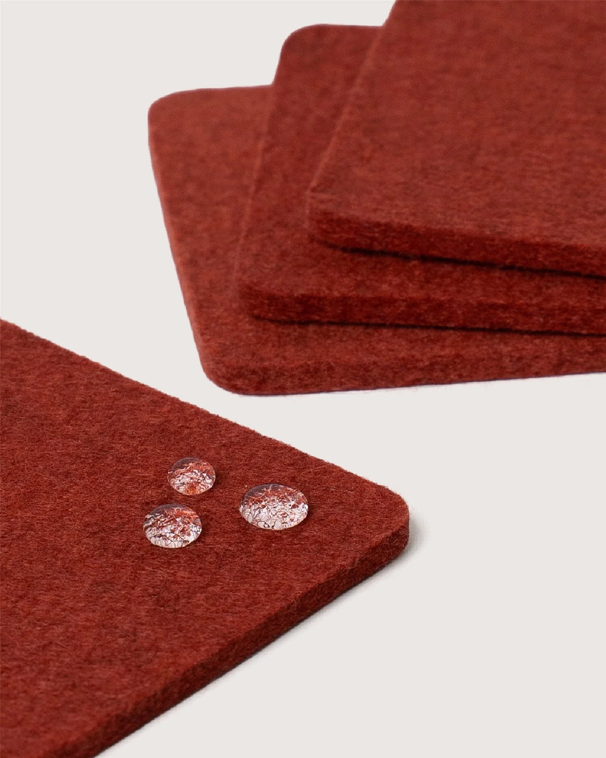 GRAF LANTZ - BIERFILZL MERINO WOOL SQUARE COASTER SOLID 4 PACK - MAHOGANY