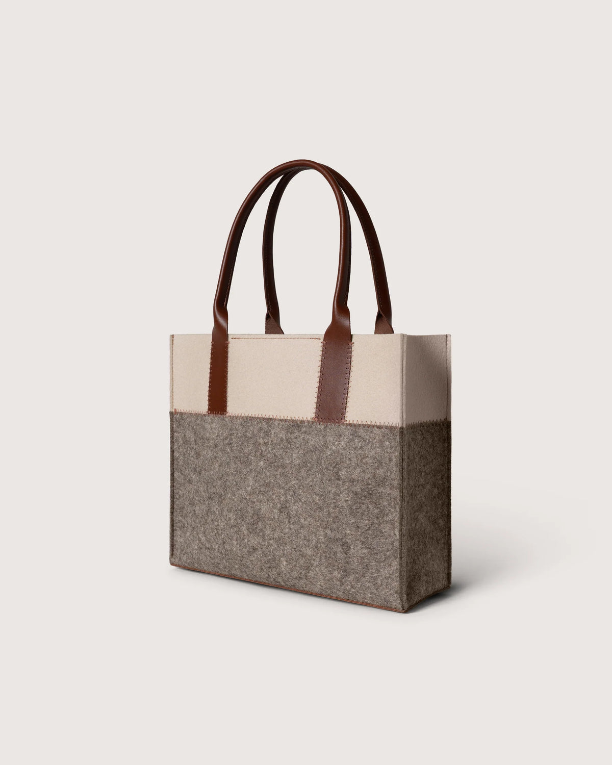 GRAF LANTZ - JAUNT MERINO WOOL MIDI TOTE - ASH BROWN/FEATHER