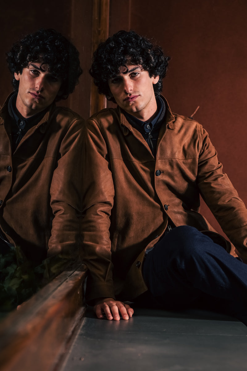 MANTO SUEDE JACKET - TOBACCO