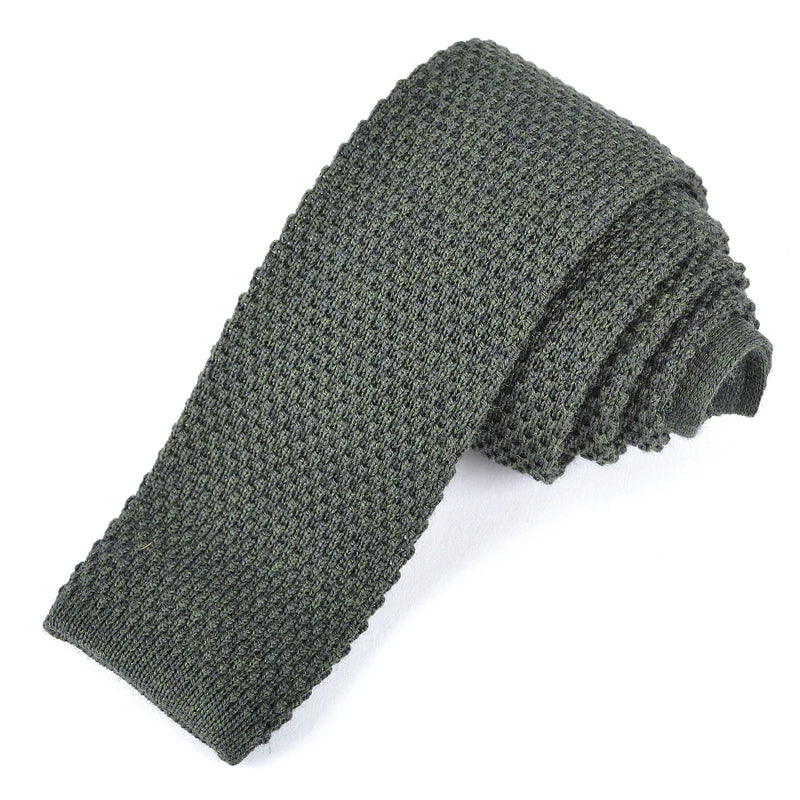 DION WOOL KNIT TIE - FOREST GREEN