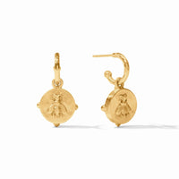JULIE VOS HONEYBEE HOOP & CHARM EARRING - IRIDESCENT RUBY RED