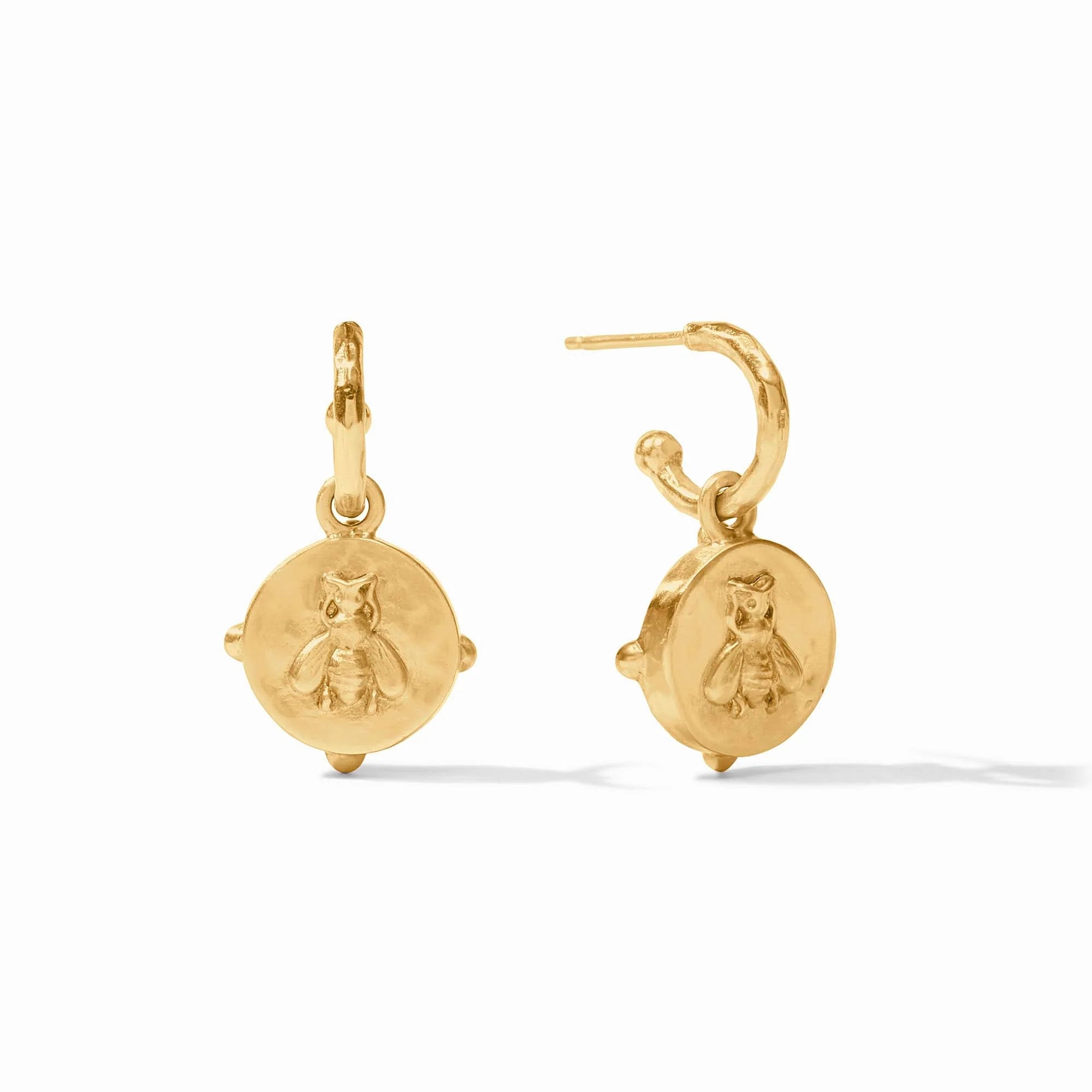 JULIE VOS HONEYBEE HOOP & CHARM EARRING - IRIDESCENT RUBY RED