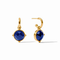 JULIE VOS HONEYBEE HOOP & CHARM EARRING - IRIDESCENT SAPPHIRE BLUE