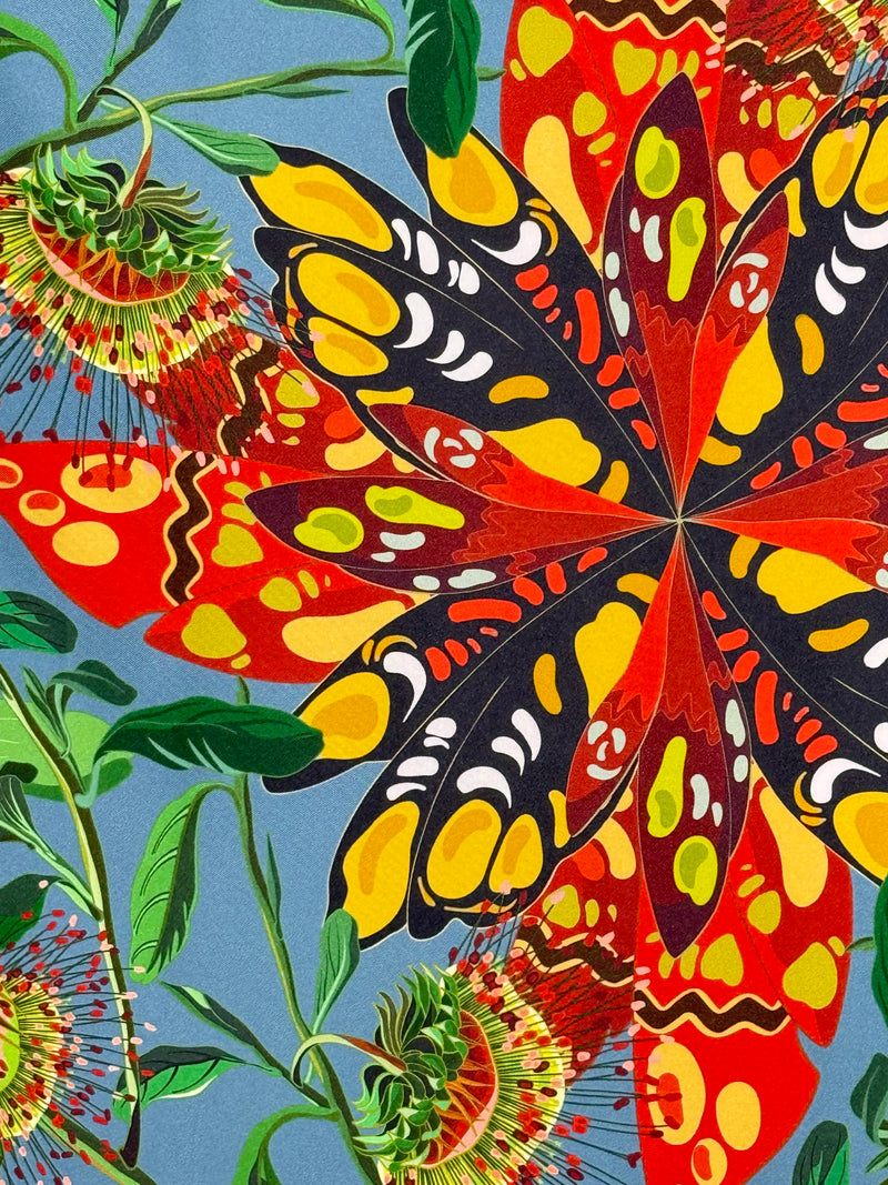 FRANCO FERRARI DOUBLE SIDED SQUARE SILK SCARF - BUTTERFLIES