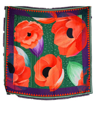 FRANCO FERRARI DOUBLE-SIDED SILK SQUARE SCARF - YELLOW POPPIES