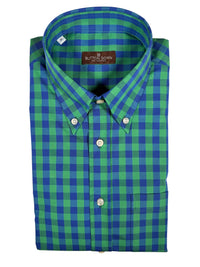 BUTTON DOWN SPORT SHIRT - NAVY/GREEN BUFFALO CHECK