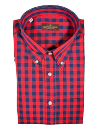 BUTTON DOWN SPORT SHIRT - NAVY/RED BUFFALO CHECK