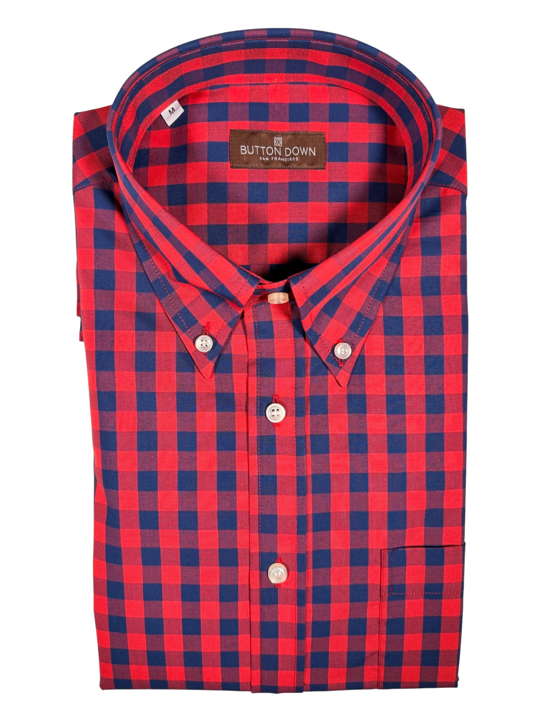 BUTTON DOWN SPORT SHIRT - NAVY/RED BUFFALO CHECK