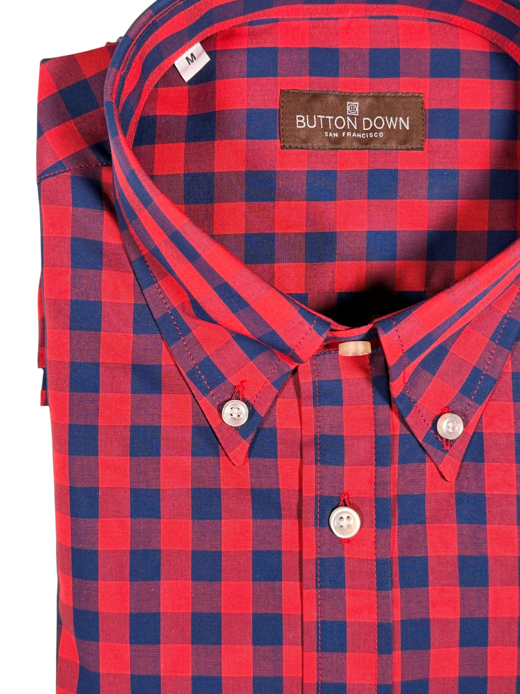 BUTTON DOWN SPORT SHIRT - NAVY/RED BUFFALO CHECK