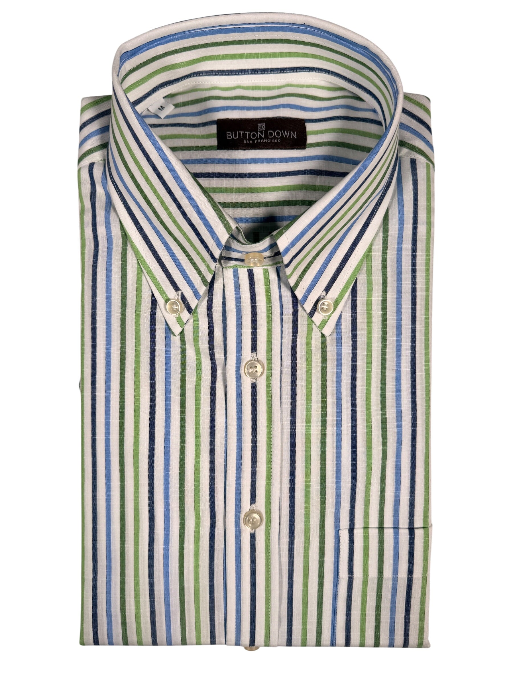 BUTTON DOWN SPORT SHIRT - GREEN QUADCOLOR STRIPE