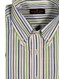 BUTTON DOWN SPORT SHIRT - GREEN QUADCOLOR STRIPE