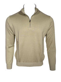 PAUL & SHARK MEN'S COTTON/SILK HALF ZIP SWEATER - SAGE GREEN