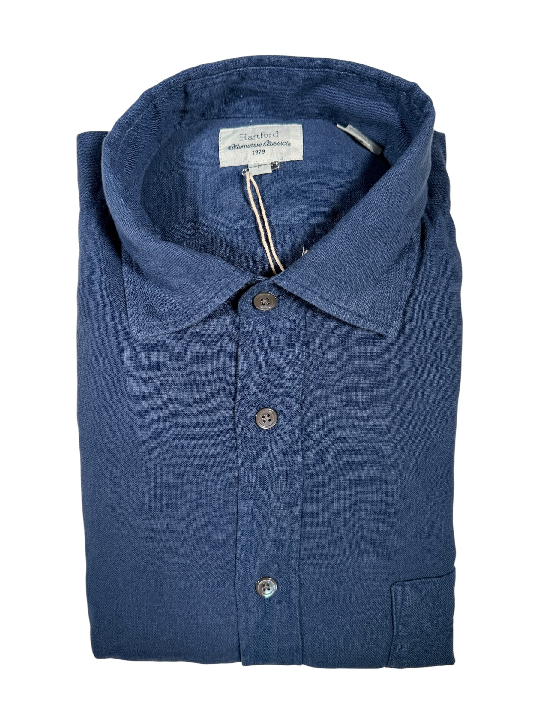 HARTFORD MEN'S CASUAL LINEN SHIRT - DEEP BLUE