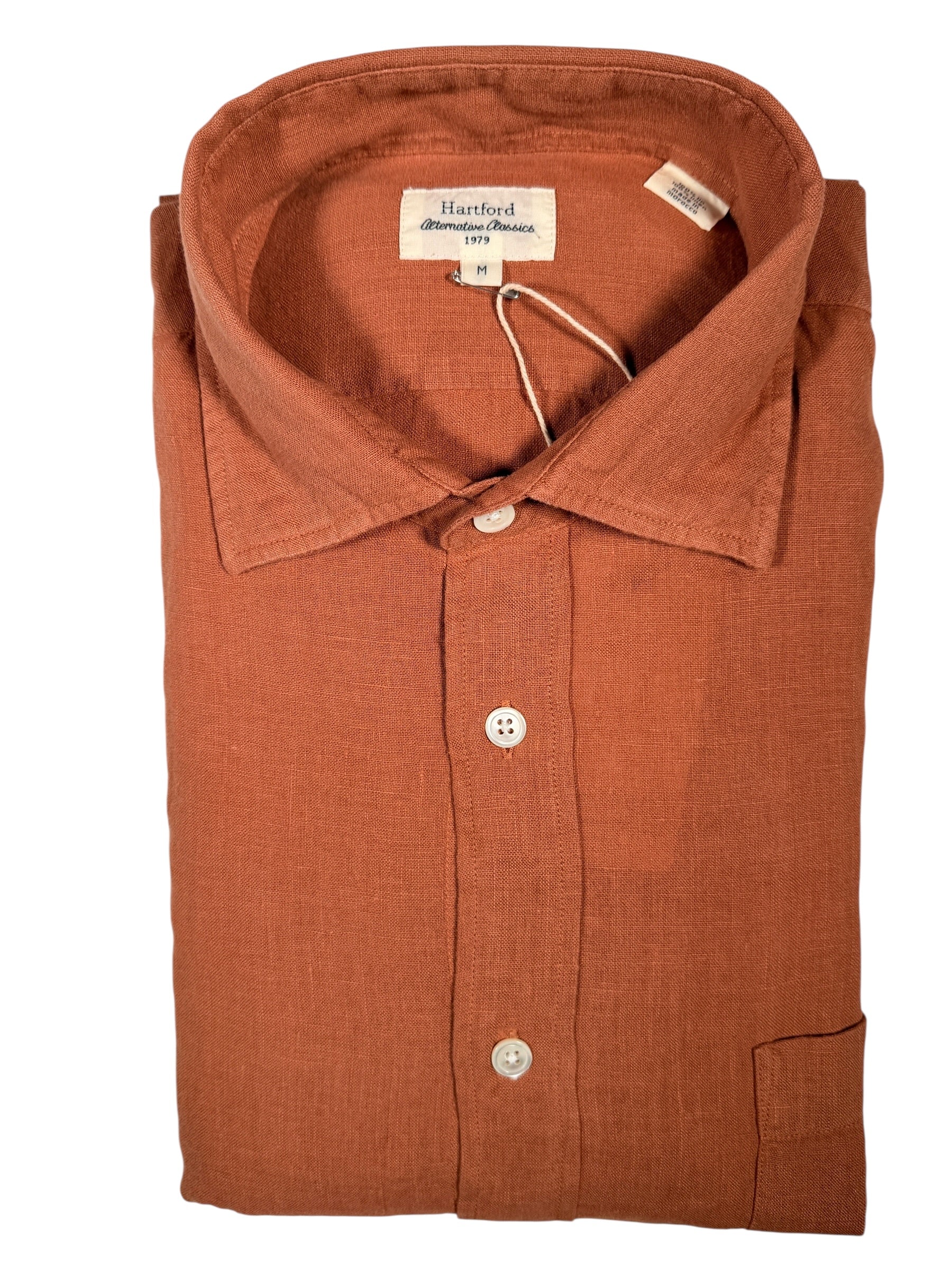 HARTFORD MEN'S CASUAL LINEN SHIRT - FADED COPPER