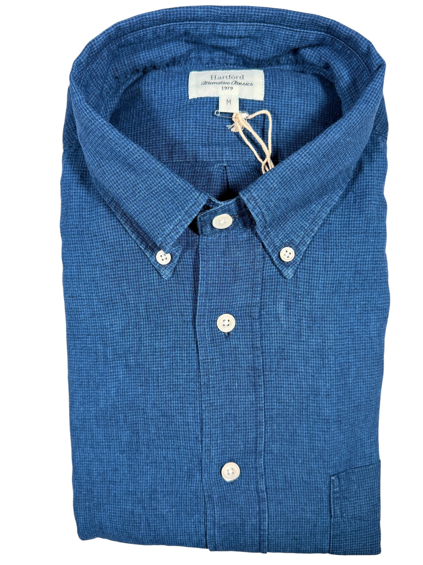 HARTFORD MEN'S CASUAL LINEN BLEND SHIRT - INDIGO
