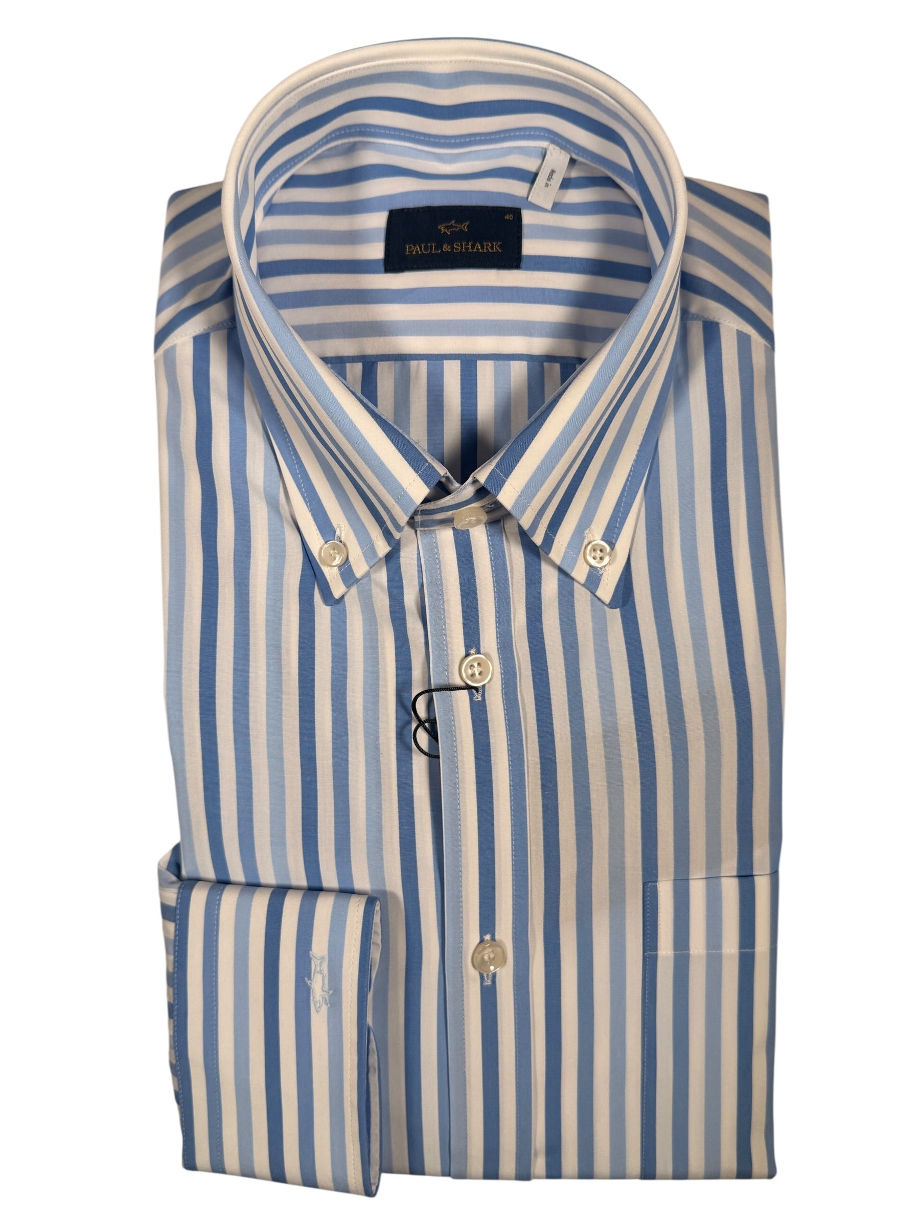 PAUL & SHARK MEN'S SHIRT - BLUE MIX STRIPE