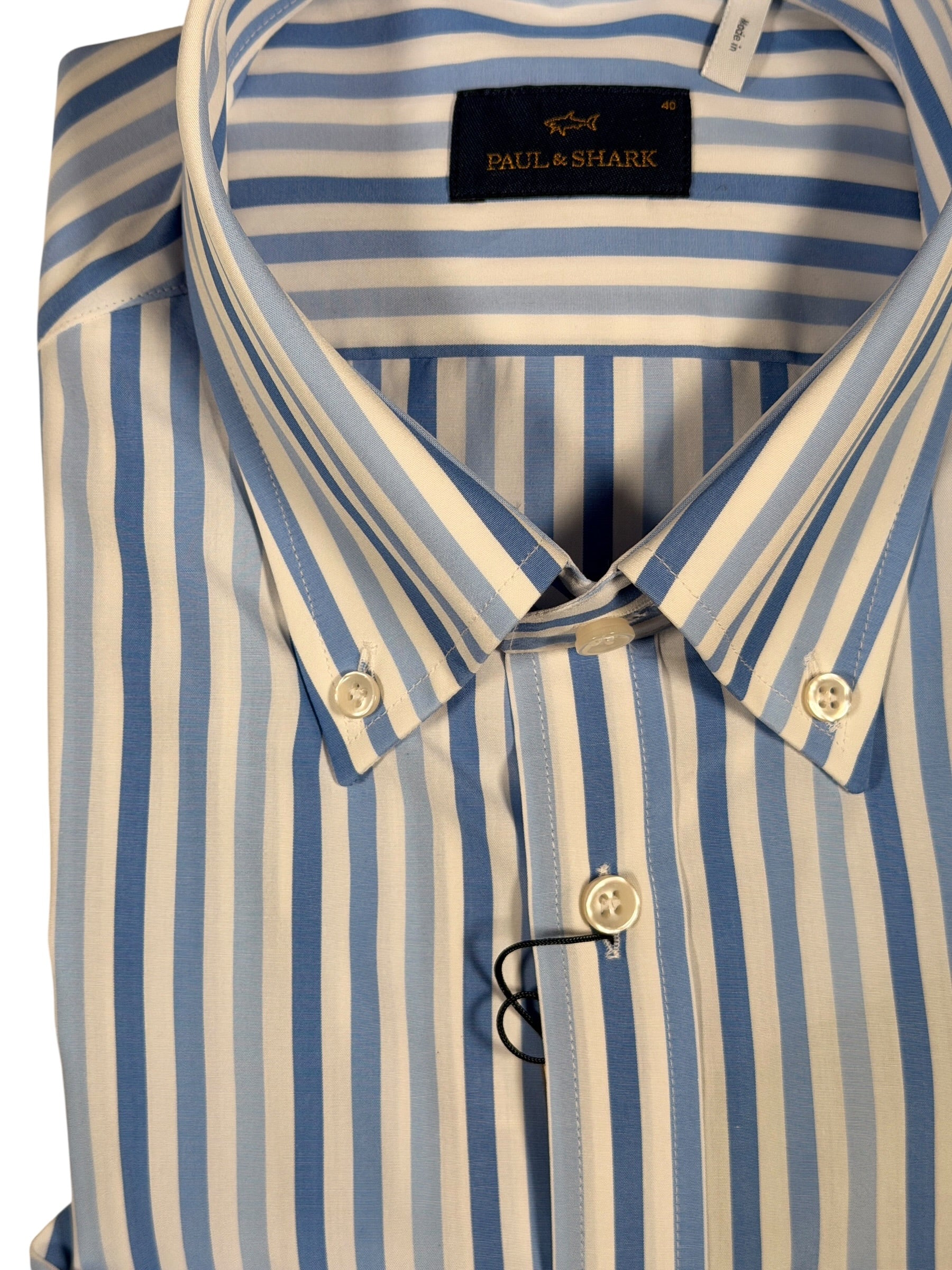 PAUL & SHARK MEN'S SHIRT - BLUE MIX STRIPE