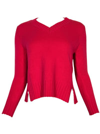 PUROTATTO CASHMERE V-NECK SWEATER - FUCHSIA