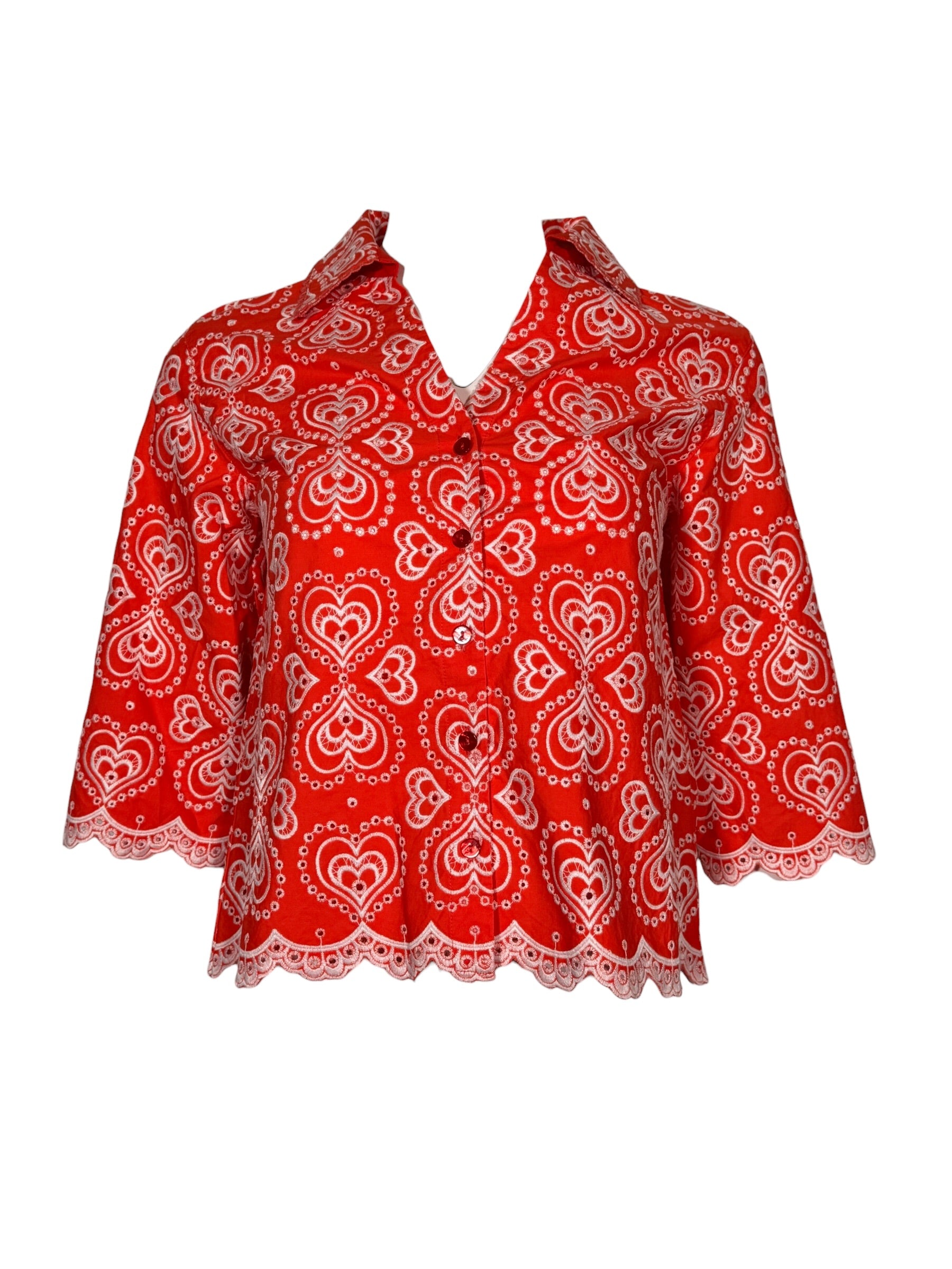 PUROTATTO SANGALLO LACE SHIRT - ORANGE & WHITE