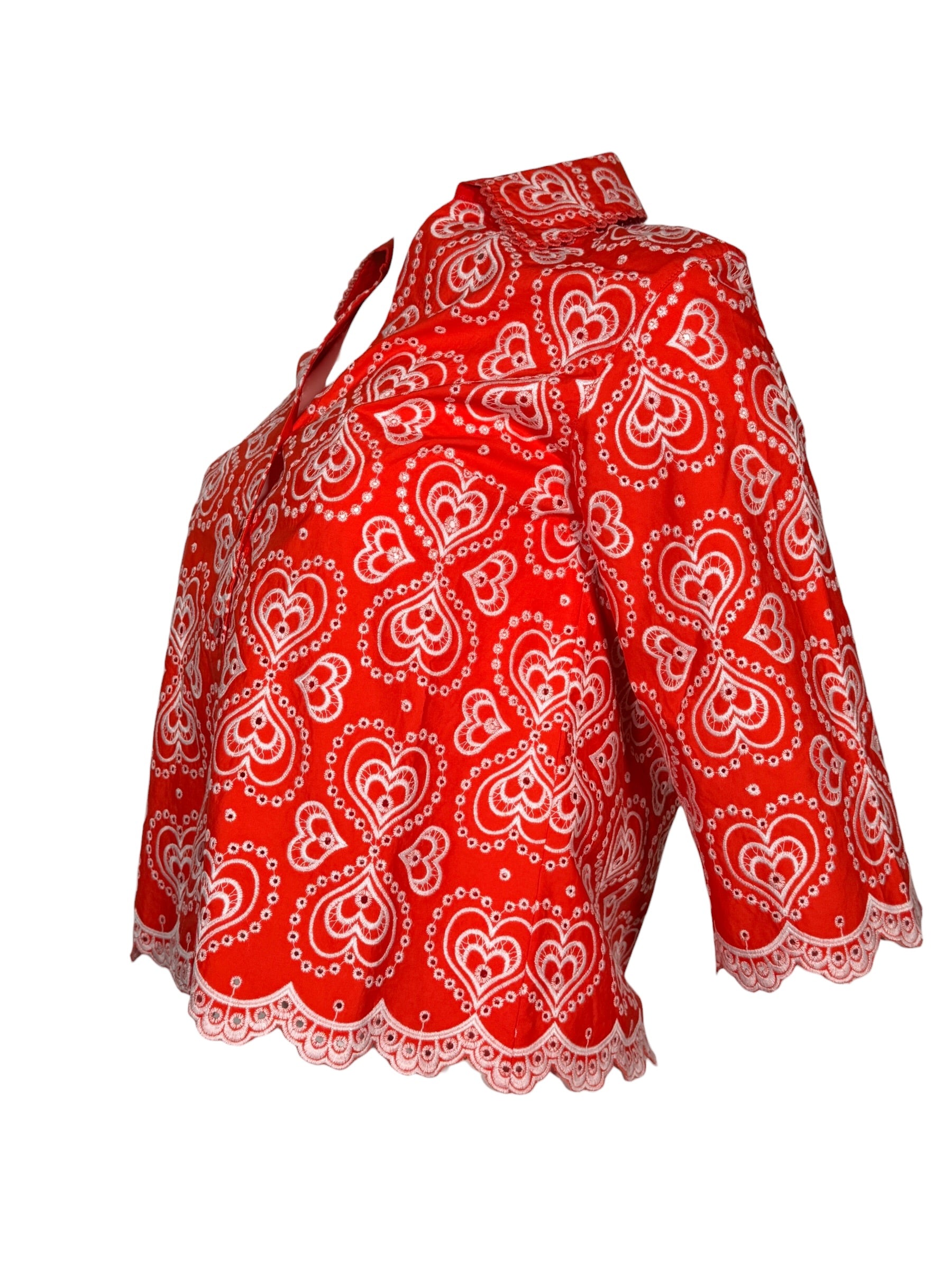 PUROTATTO SANGALLO LACE SHIRT - ORANGE & WHITE