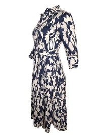 PUROTATTO LONG SHIRT DRESS - NAVY & WHITE FLORAL