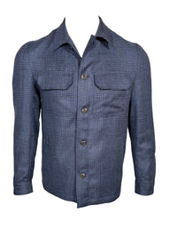 L.B.M. 1911 LINEN/WOOL JACKET - NAVY PLAID