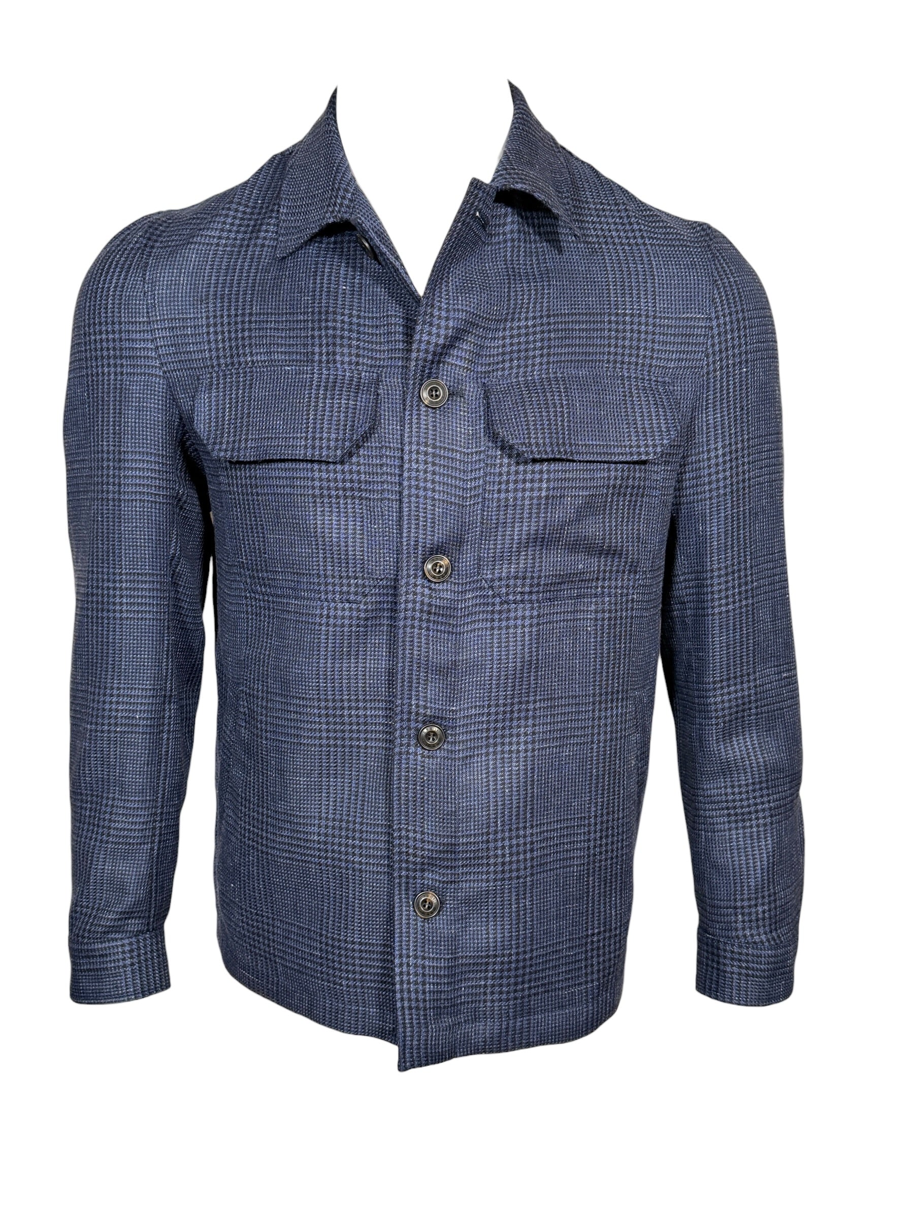 L.B.M. 1911 LINEN/WOOL JACKET - NAVY PLAID