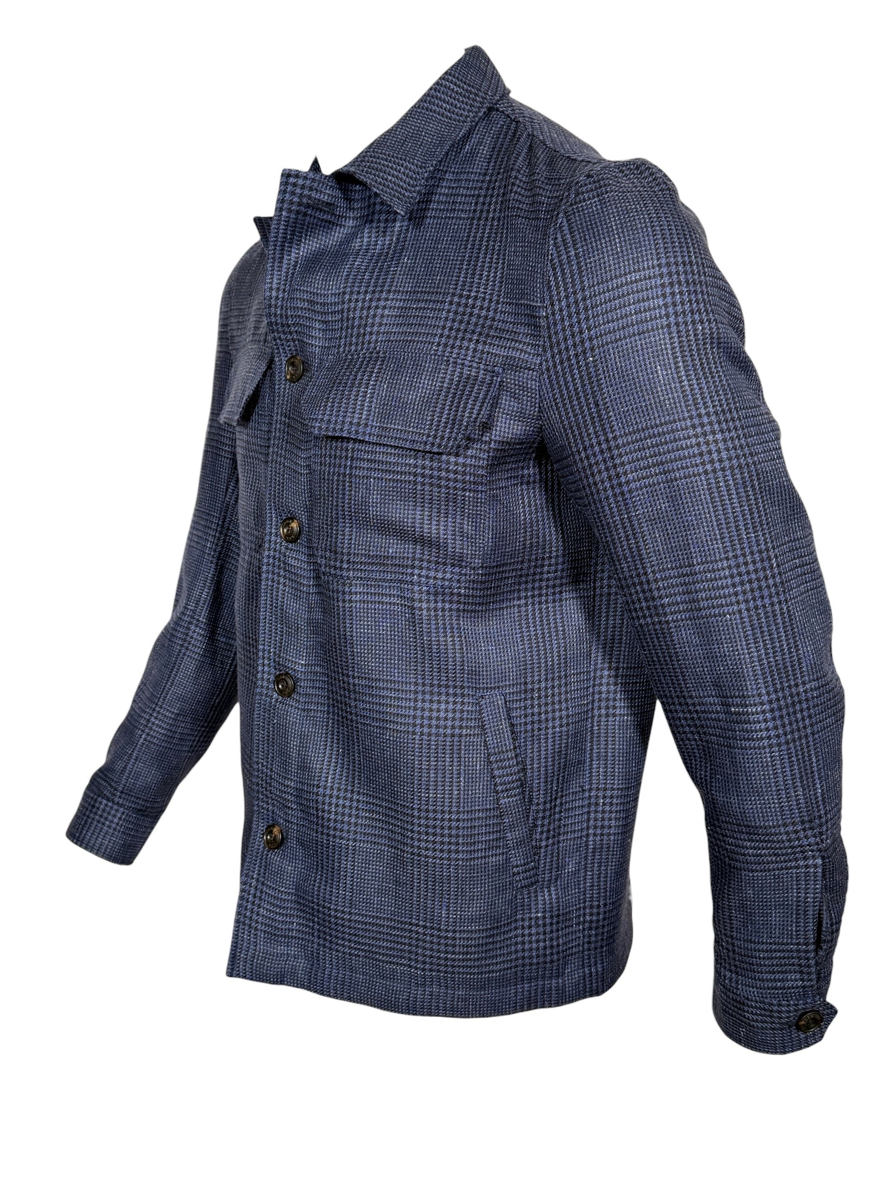 L.B.M. 1911 LINEN/WOOL JACKET - NAVY PLAID