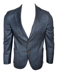 OARS & OLD IVY SUPER 130'S WOOL SPORT COAT - NAVY, TEAL & BROWN PLAID