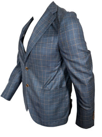 OARS & OLD IVY SUPER 130'S WOOL SPORT COAT - NAVY, TEAL & BROWN PLAID