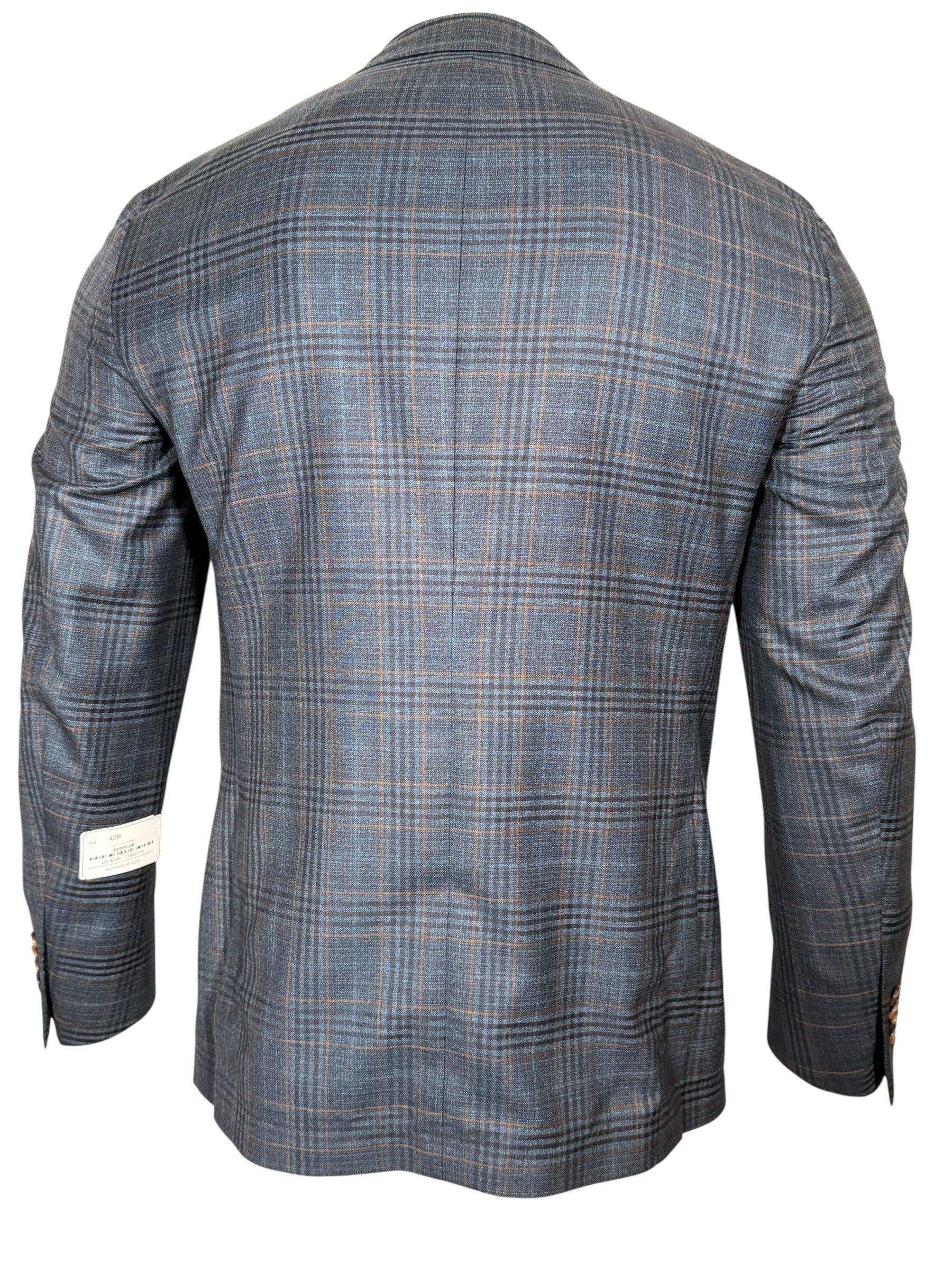 OARS & OLD IVY SUPER 130'S WOOL SPORT COAT - NAVY, TEAL & BROWN PLAID