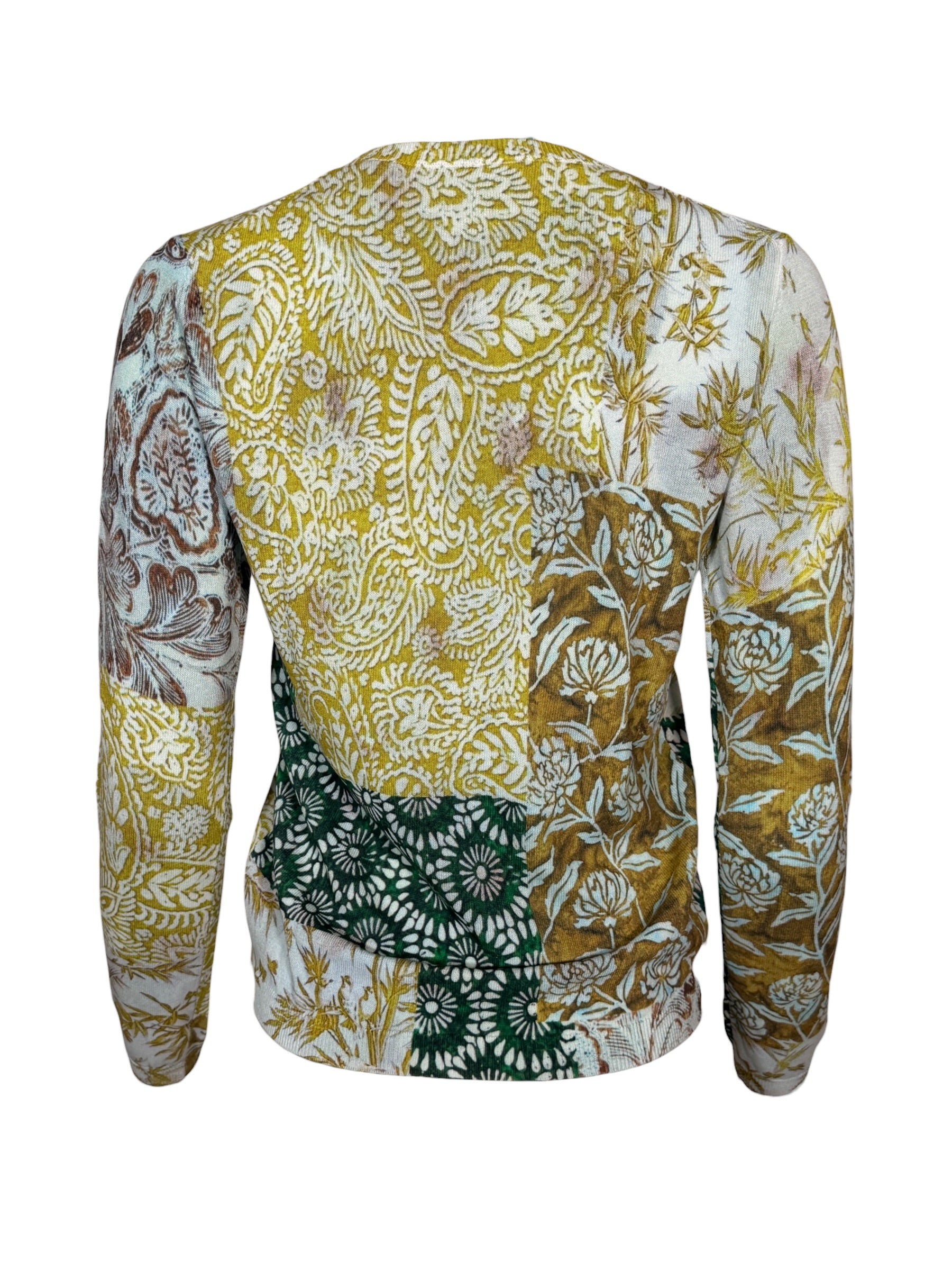 IN BED WITH YOU REVERSIBLE V-NECK SWEATER - PATCHWORK/GREEN FLORAL
