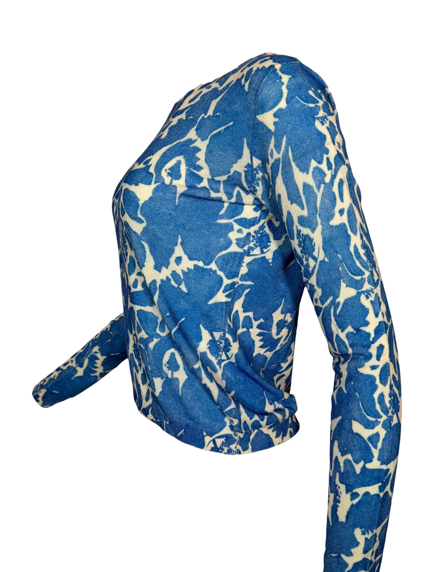 IN BED WITH YOU CREW SWEATER - BLUE GEOMETRIC