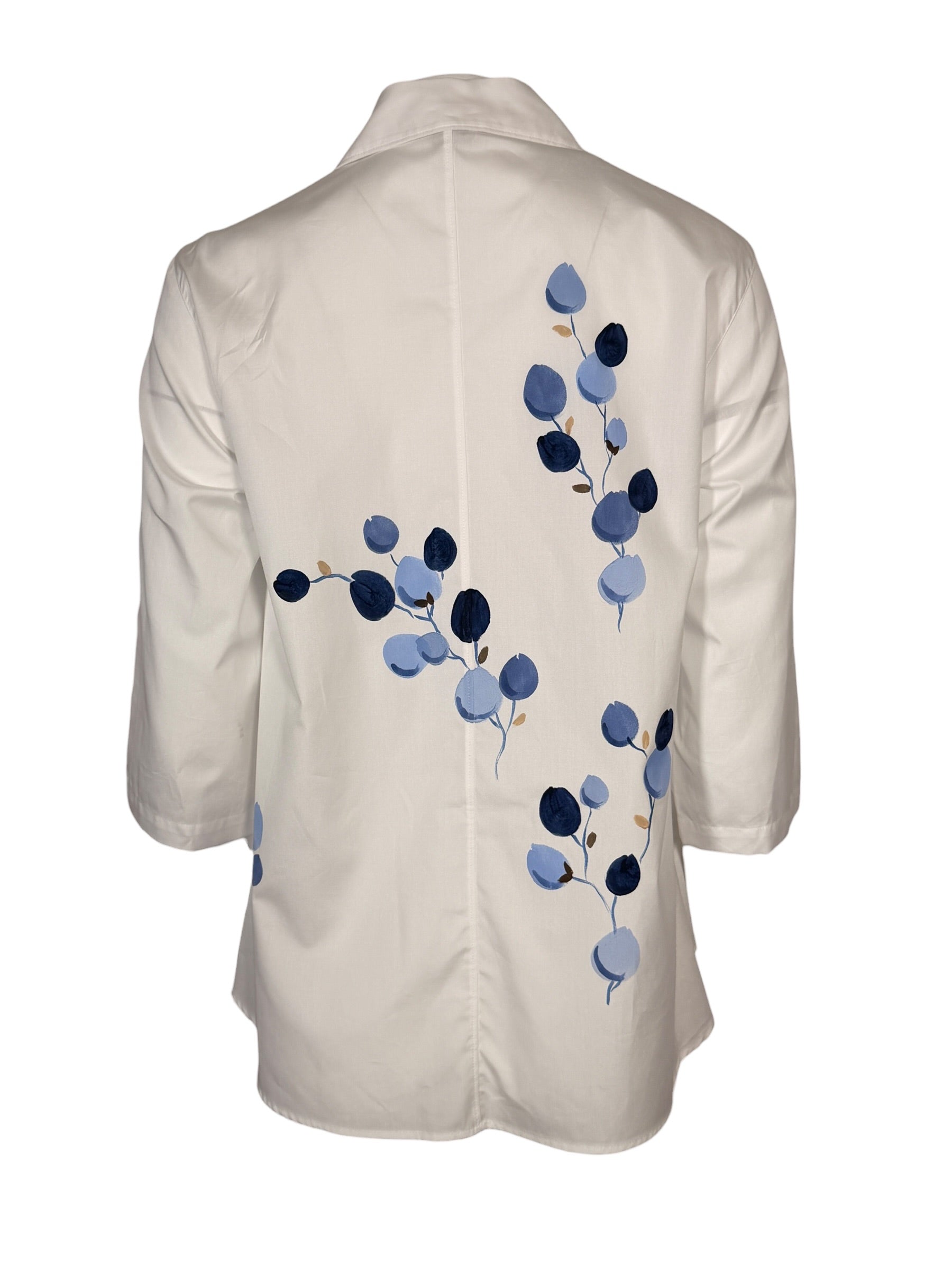 ROSSO 35 HAND PAINTED SHIRT - BLUE FLOWER BUDS