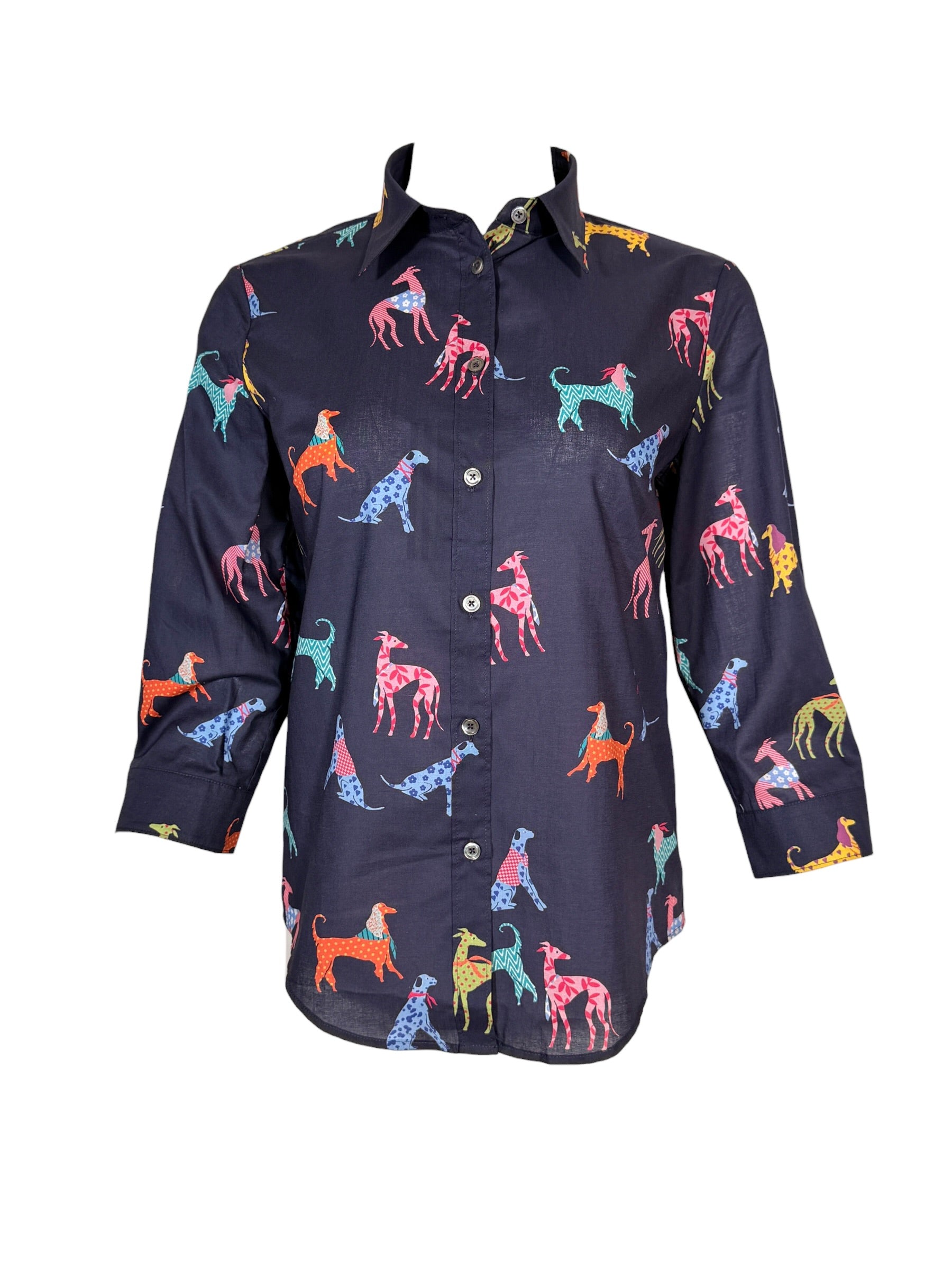 CASMICETTASNOB COTTON MUSSOLINE SHIRT - NAVY DOGS