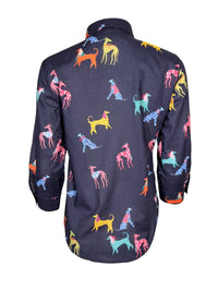 CASMICETTASNOB COTTON MUSSOLINE SHIRT - NAVY DOGS