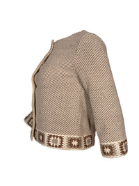 ANNECLAIRE TRIMMED SWEATER JACKET - BEIGE