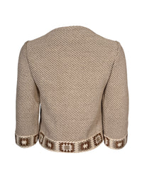 ANNECLAIRE TRIMMED SWEATER JACKET - BEIGE