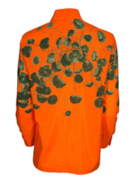 LE SARTE PETTEGOLE LEAF PRINT WOMEN'S SHIRT - ORANGE/GREEN