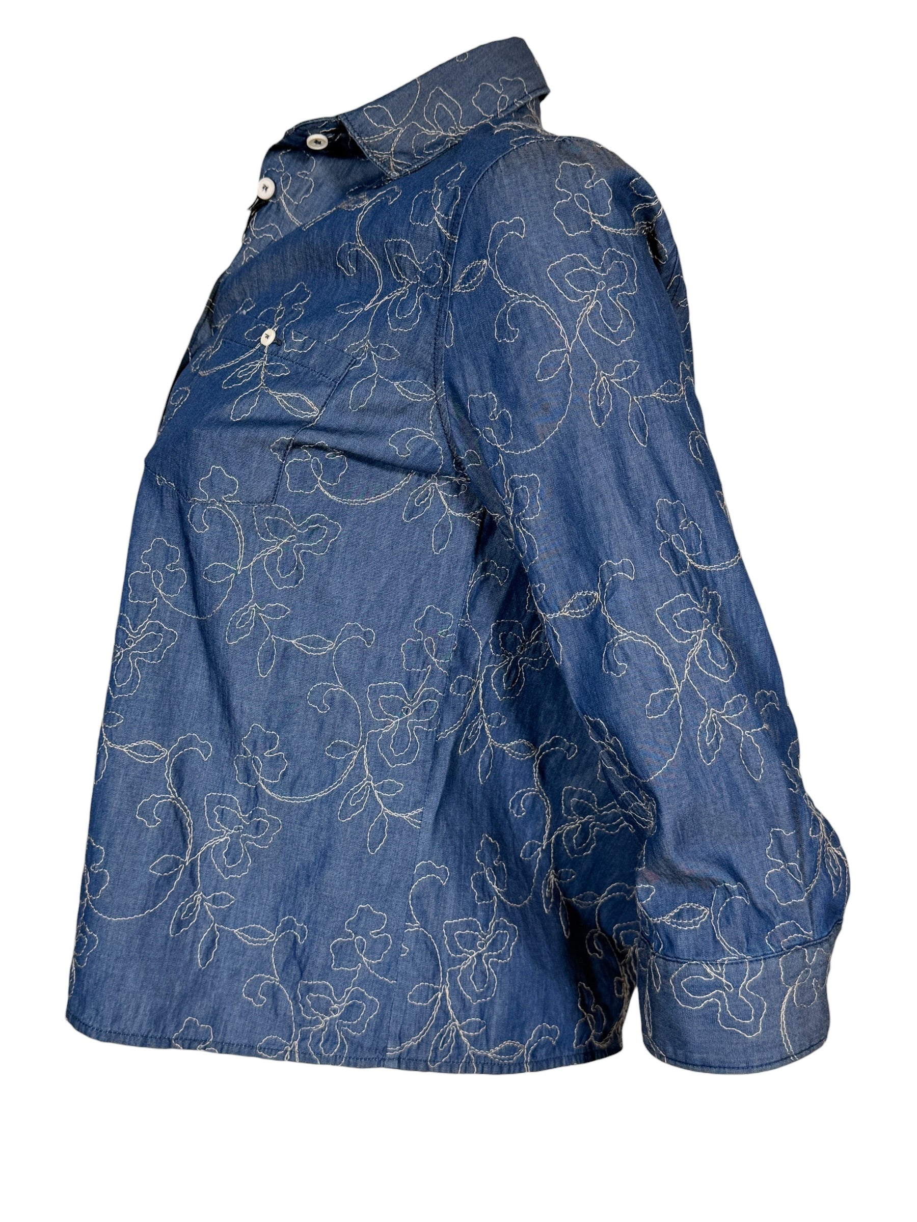 CASMICETTASNOB CHAMBRAY EMBROIDERED SHIRT - BLUE FLORAL