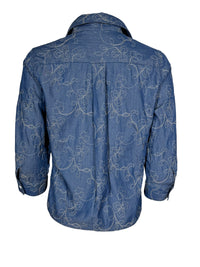 CASMICETTASNOB CHAMBRAY EMBROIDERED SHIRT - BLUE FLORAL
