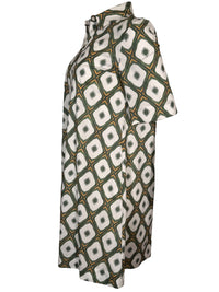 CASMICETTASNOB COTTON STRETCH DRESS - GREEN DIAMOND PRINT