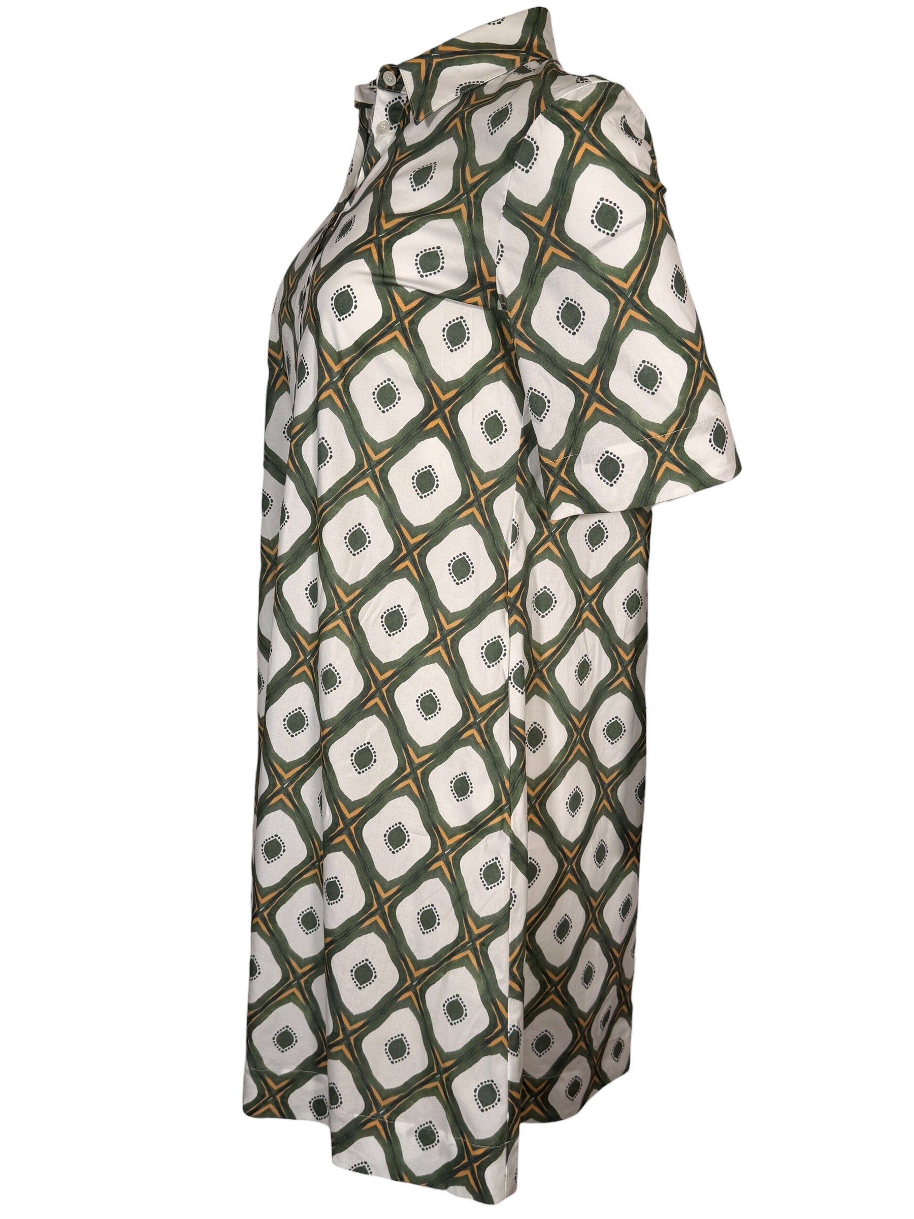CASMICETTASNOB COTTON STRETCH DRESS - GREEN DIAMOND PRINT