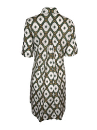 CASMICETTASNOB COTTON STRETCH DRESS - GREEN DIAMOND PRINT