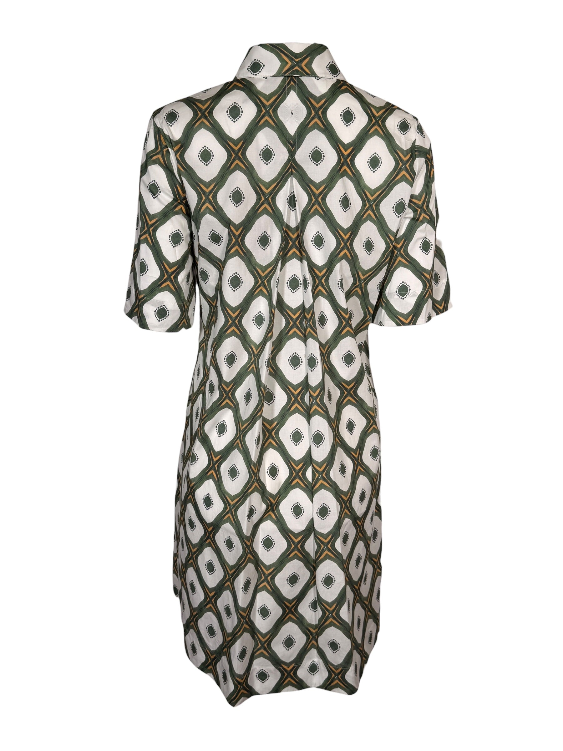 CASMICETTASNOB COTTON STRETCH DRESS - GREEN DIAMOND PRINT