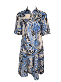 CASMICETTASNOB COTTON DRESS - BLUE PAISLEY PRINT